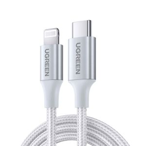 Cable UGREEN USB C to Lightning M/M Aluminum Shell Braided 1m (Silver) 70523