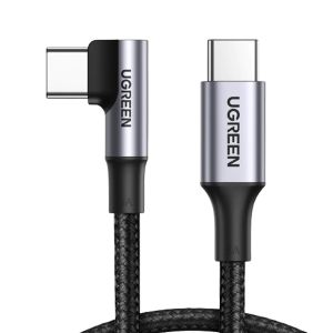 Cable UGREEN USB-C 2.0 to Angled USB-C M/M 1m Black (70643)